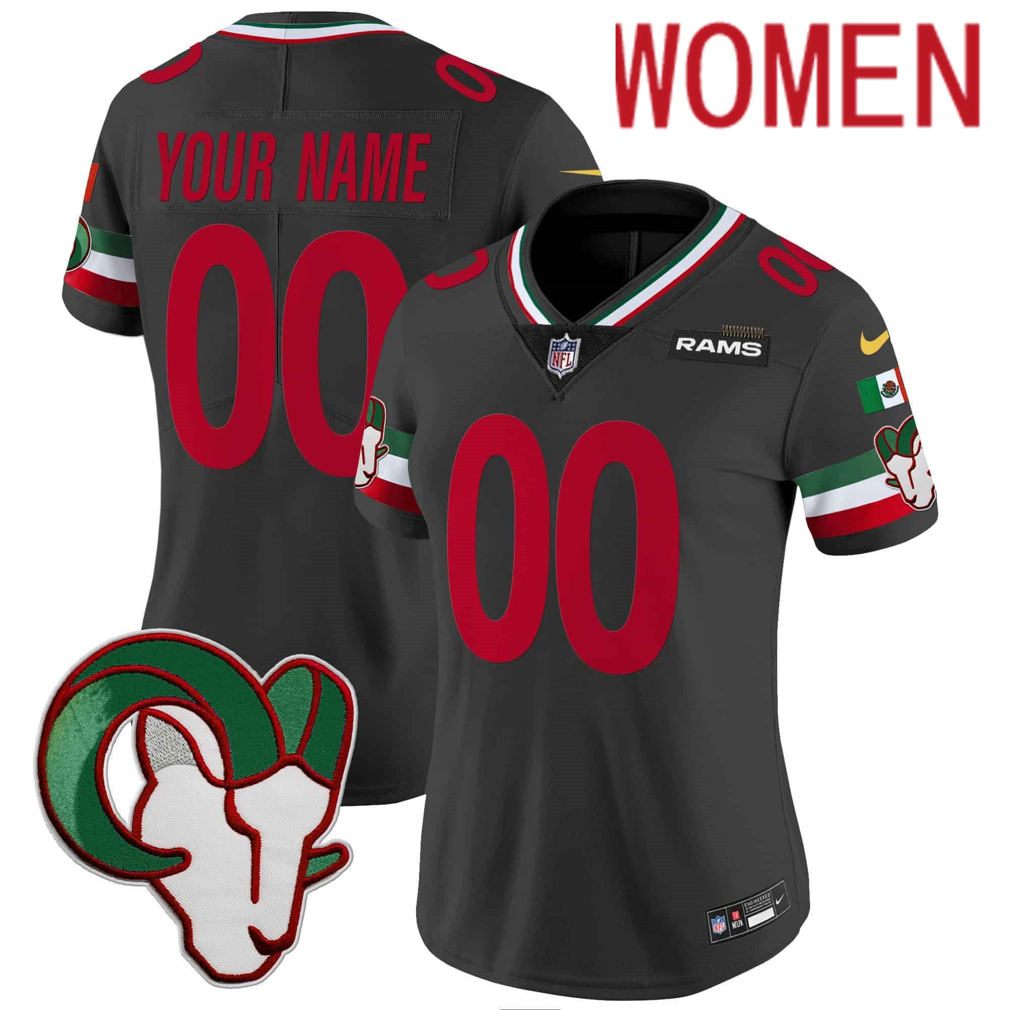 Women Los Angeles Rams Black 2024 Nike Mexico Vapor Limited Custom NFL Jersey->customized nfl jersey->Custom Jersey